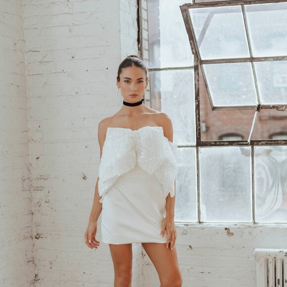 Brooklyn Beaded Bow Mini Dress - Picture 3 of 11